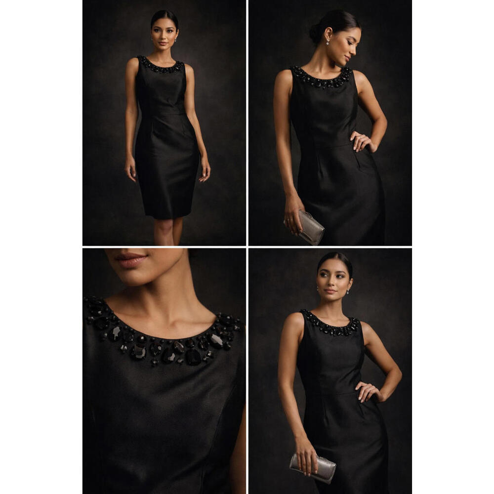 Sachin & Babi Black Embellished Neck Sheath Dress Cocktail Evening Size 4 Elegan